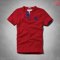 heren abercrombie and fitch henley tee korte t-shirt rood blauw moose logo Overhemd Ebay v3r36475